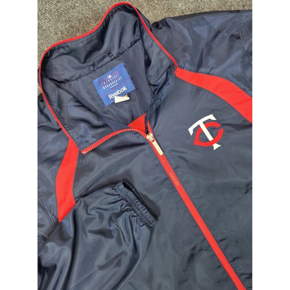 Reebok Windbreaker Mens‎ Large Navy Excellent Minnesota Twins MLB Full Zip